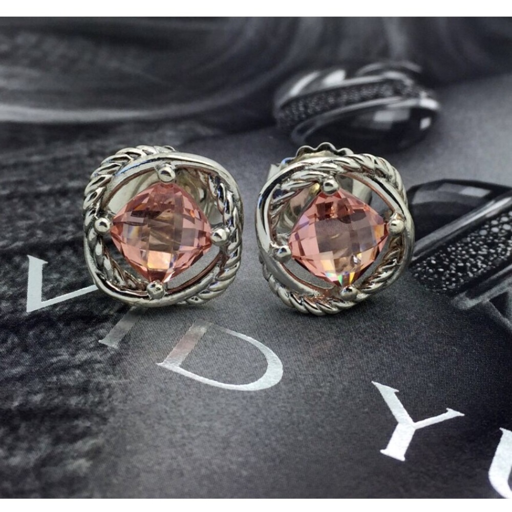 DY Silver With Morganite Infinity Earrings